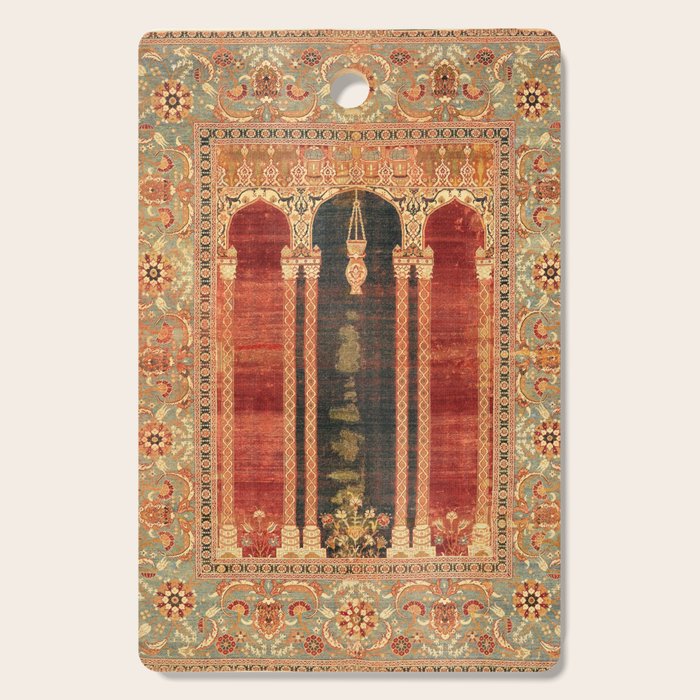 16th Century Carpet with Triple-Arch Design Turkish Print Cutting Board