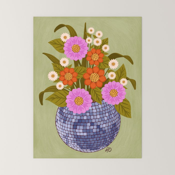 1970s Disco Ball Flower Pot  Mini Art Print