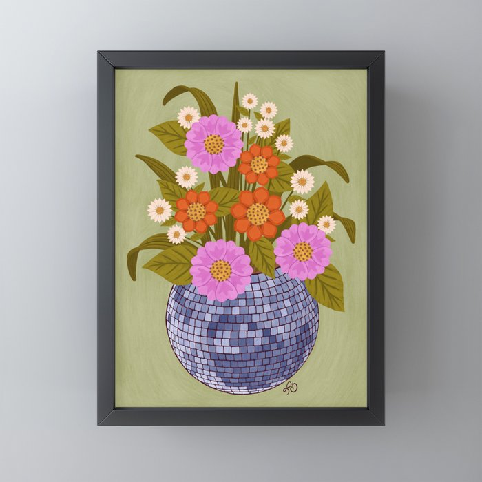 1970s Disco Ball Flower Pot  Mini Art Print