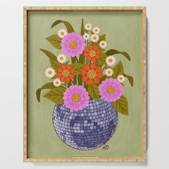 1970s Disco Ball Flower Pot  Serving Tray