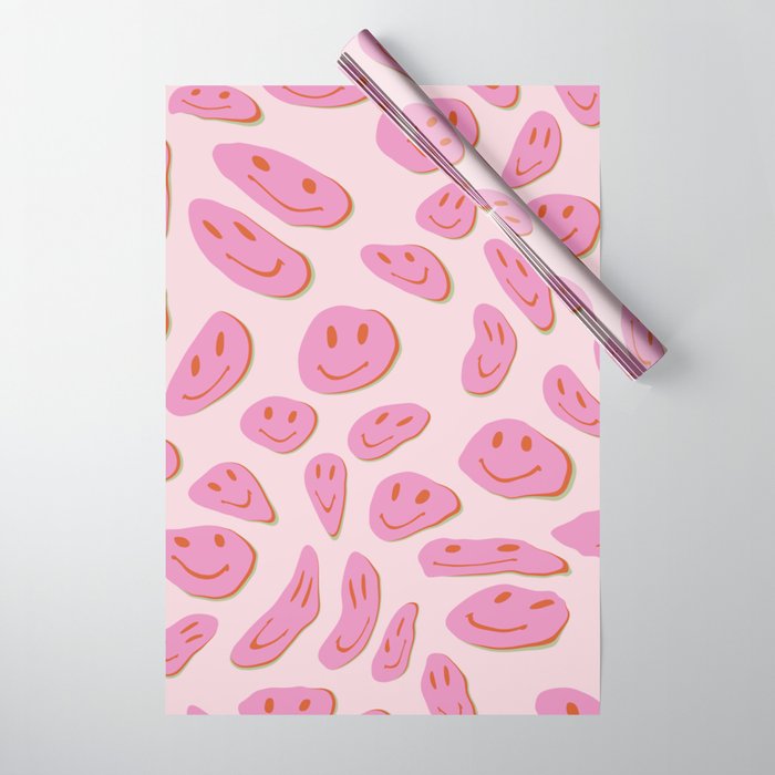 70s retro pink smiles pattern  Wrapping Paper