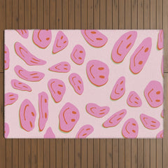 70s retro pink smiles pattern  Outdoor Rug