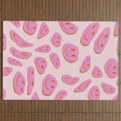 70s retro pink smiles pattern  Outdoor Rug