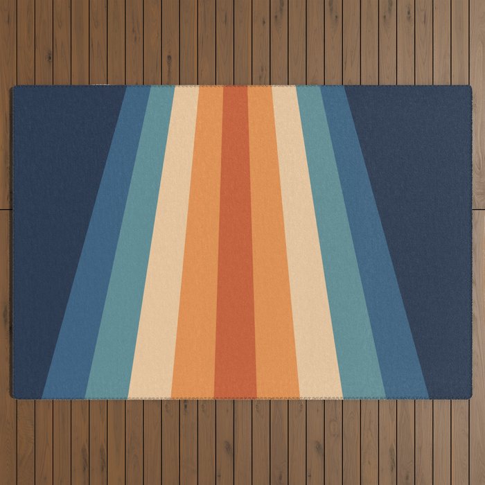 70's Retro Stripes Outdoor Rug