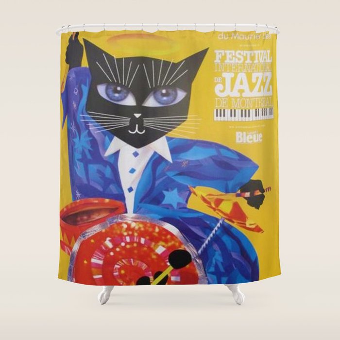 1994 Montreal Jazz Festival Cool Cat Poster No. 3 Gig Advertisement Shower Curtain
