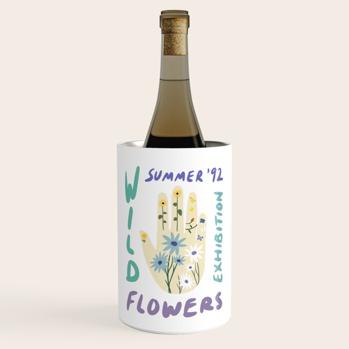 90s Wild Flowers Exhibition Poster Wine Chiller