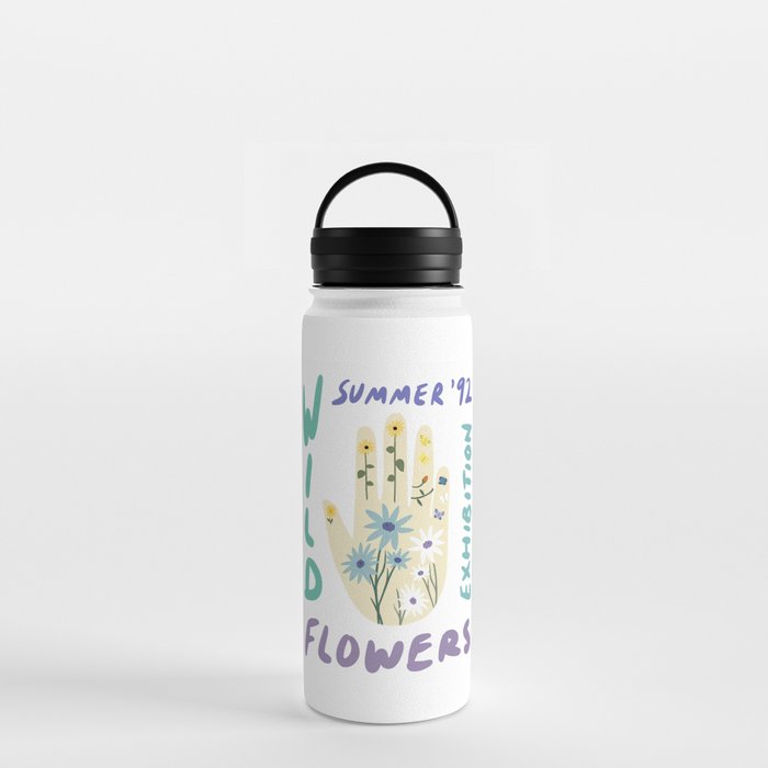 90s Wild Flowers Exhibition Poster Water Bottle