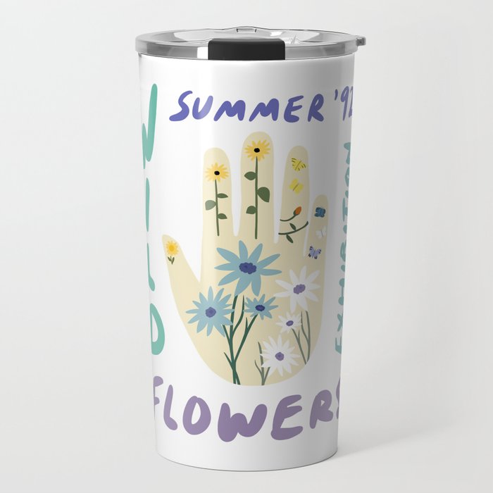 90s Wild Flowers Exhibition Poster Travel Mug