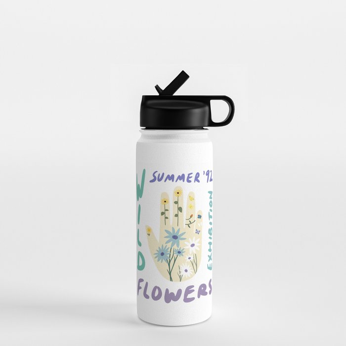 90s Wild Flowers Exhibition Poster Water Bottle