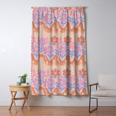 70s Retro Floral vibe Window Curtain