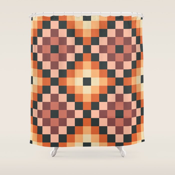 70s color squares pattern  Shower Curtain