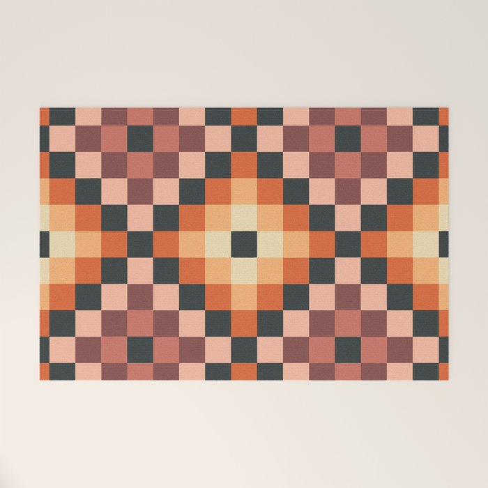 70s color squares pattern  Welcome Mat