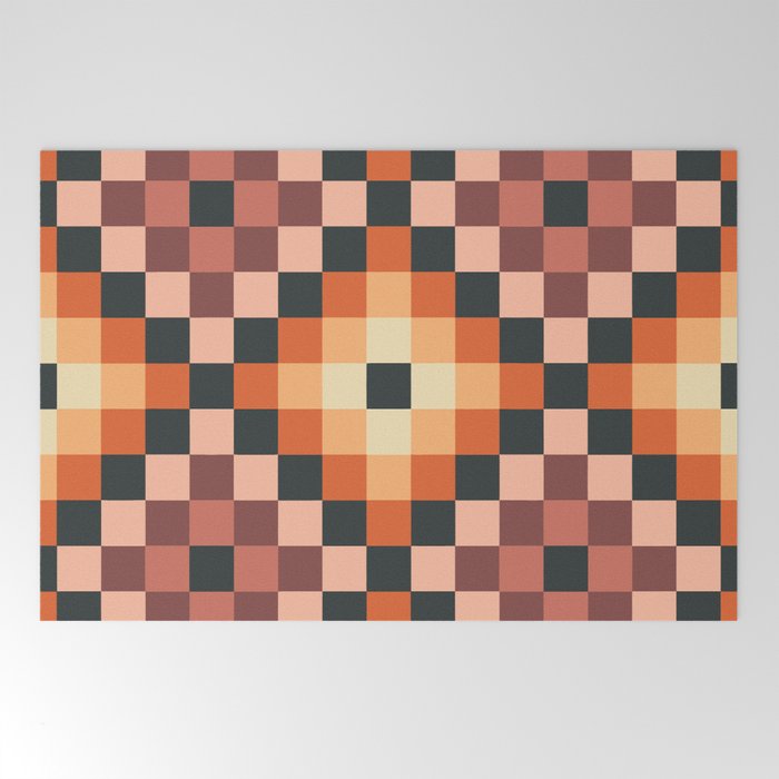 70s color squares pattern  Welcome Mat
