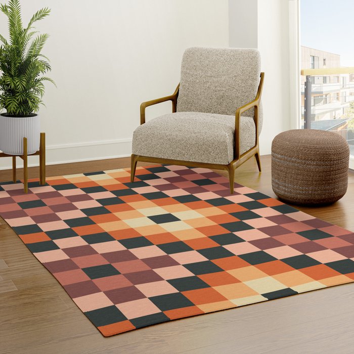 70s color squares pattern  Rug