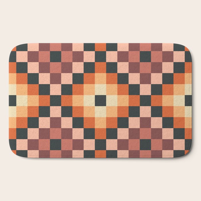 70s color squares pattern  Bath Mat
