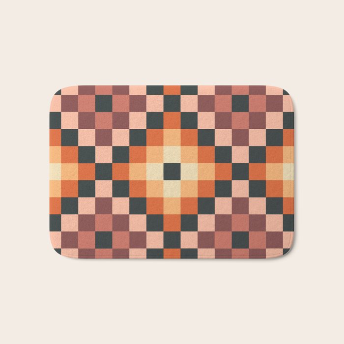 70s color squares pattern  Bath Mat