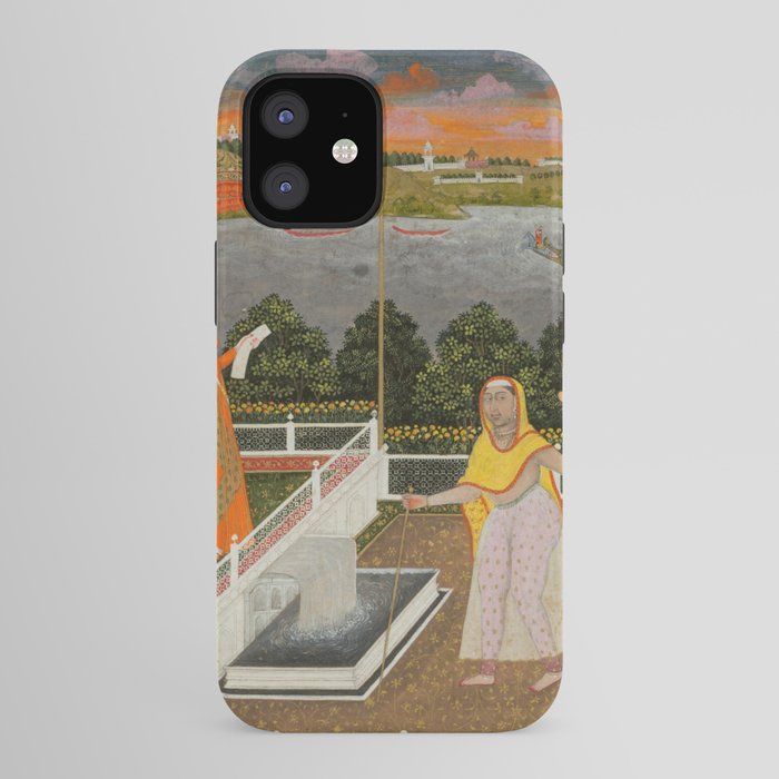 A blindfolded suitor is brought before a princess; verso/ scrolling floral vines 1755 Fayzullah Indian Miniature Painting  iPhone Case