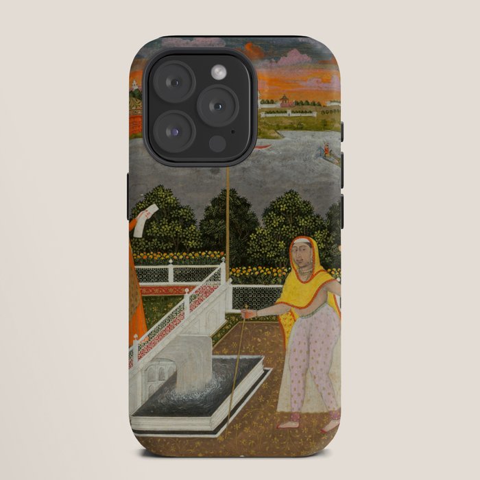A blindfolded suitor is brought before a princess; verso/ scrolling floral vines 1755 Fayzullah Indian Miniature Painting  iPhone Case