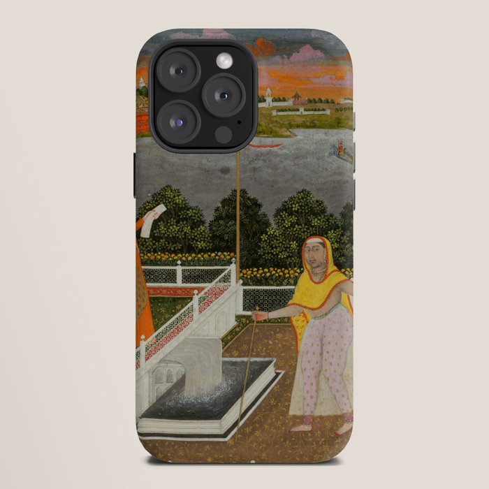 A blindfolded suitor is brought before a princess; verso/ scrolling floral vines 1755 Fayzullah Indian Miniature Painting  iPhone Case