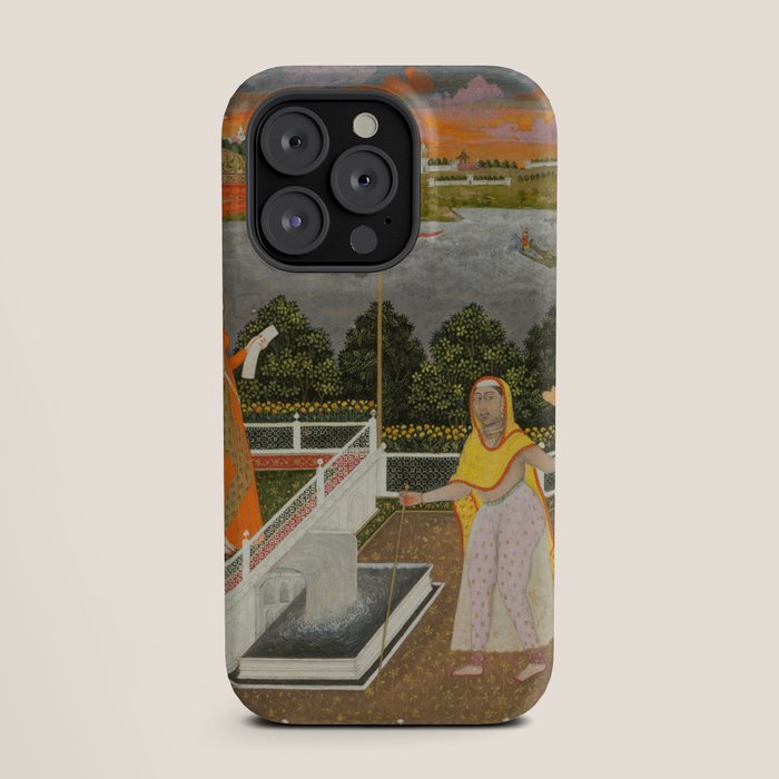 A blindfolded suitor is brought before a princess; verso/ scrolling floral vines 1755 Fayzullah Indian Miniature Painting  iPhone Case