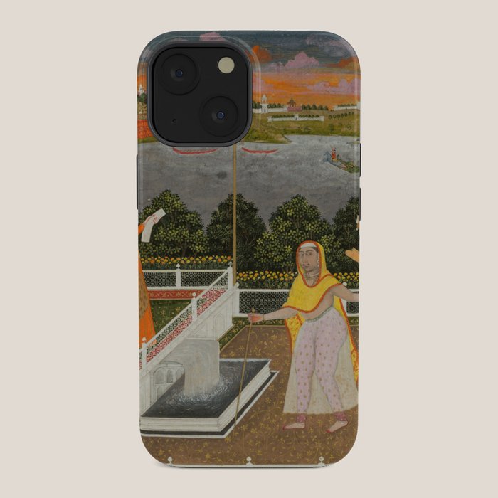 A blindfolded suitor is brought before a princess; verso/ scrolling floral vines 1755 Fayzullah Indian Miniature Painting  iPhone Case
