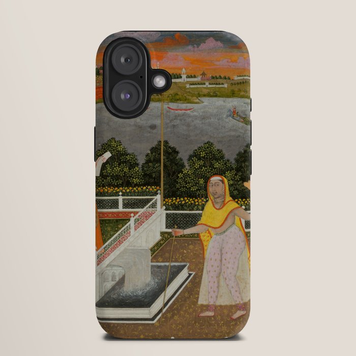 A blindfolded suitor is brought before a princess; verso/ scrolling floral vines 1755 Fayzullah Indian Miniature Painting  iPhone Case