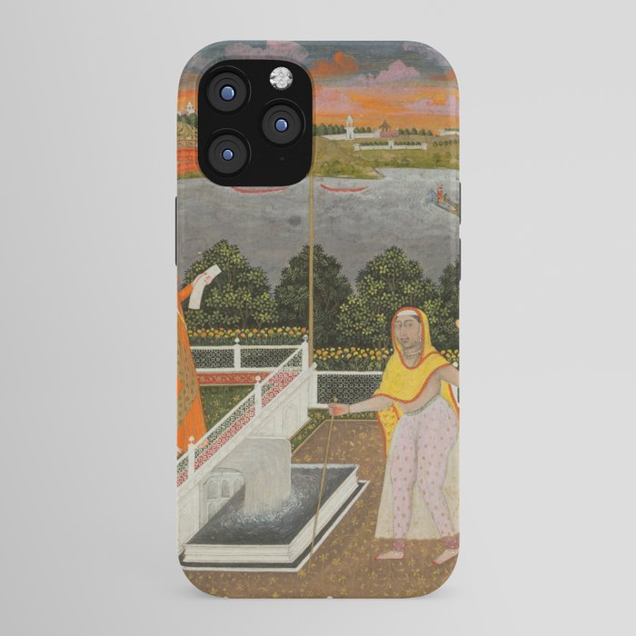 A blindfolded suitor is brought before a princess; verso/ scrolling floral vines 1755 Fayzullah Indian Miniature Painting  iPhone Case