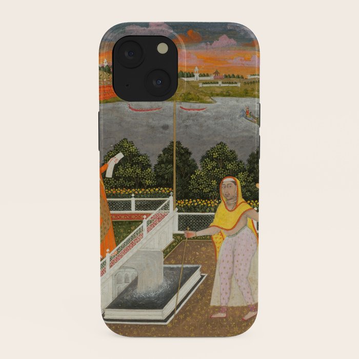 A blindfolded suitor is brought before a princess; verso/ scrolling floral vines 1755 Fayzullah Indian Miniature Painting  iPhone Case