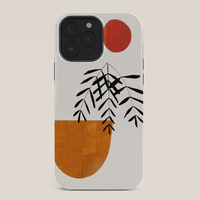 Autumn Vine' Minimal Mid Century Abstract Shapes With Floral Plant Motif Boho Vintage Paper Collage Line Drawing iPhone Case