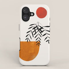 Autumn Vine' Minimal Mid Century Abstract Shapes With Floral Plant Motif Boho Vintage Paper Collage Line Drawing iPhone Case