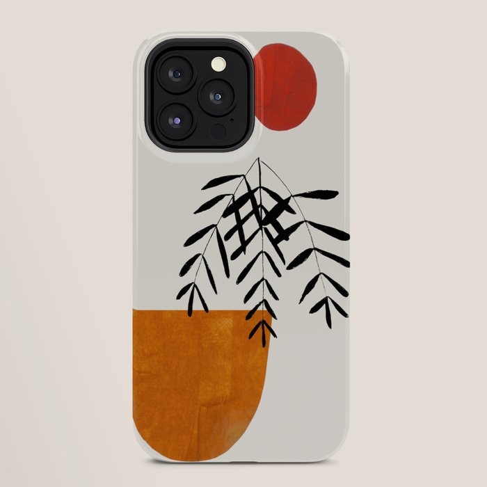 Autumn Vine' Minimal Mid Century Abstract Shapes With Floral Plant Motif Boho Vintage Paper Collage Line Drawing iPhone Case