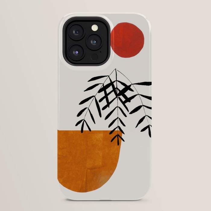 Autumn Vine' Minimal Mid Century Abstract Shapes With Floral Plant Motif Boho Vintage Paper Collage Line Drawing iPhone Case