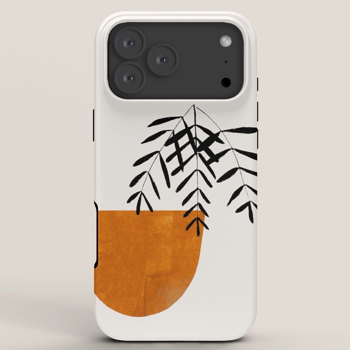 Autumn Vine' Minimal Mid Century Abstract Shapes With Floral Plant Motif Boho Vintage Paper Collage Line Drawing iPhone Case