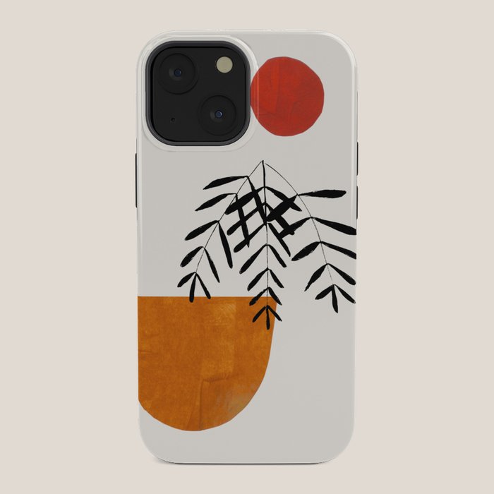 Autumn Vine' Minimal Mid Century Abstract Shapes With Floral Plant Motif Boho Vintage Paper Collage Line Drawing iPhone Case