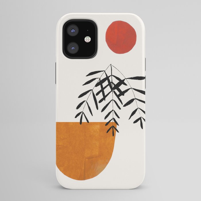 Autumn Vine' Minimal Mid Century Abstract Shapes With Floral Plant Motif Boho Vintage Paper Collage Line Drawing iPhone Case