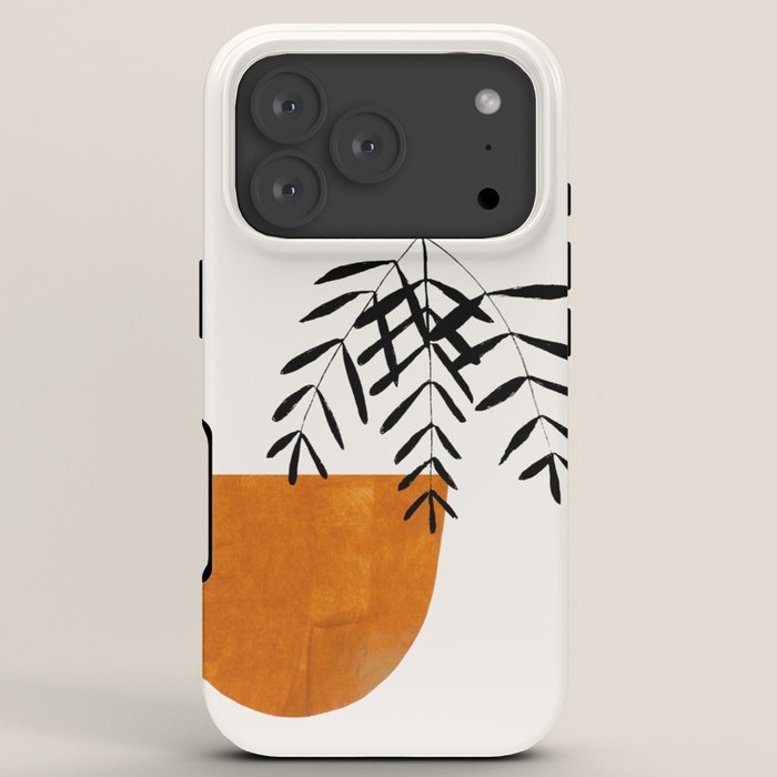 Autumn Vine' Minimal Mid Century Abstract Shapes With Floral Plant Motif Boho Vintage Paper Collage Line Drawing iPhone Case