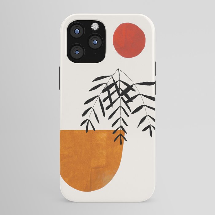 Autumn Vine' Minimal Mid Century Abstract Shapes With Floral Plant Motif Boho Vintage Paper Collage Line Drawing iPhone Case