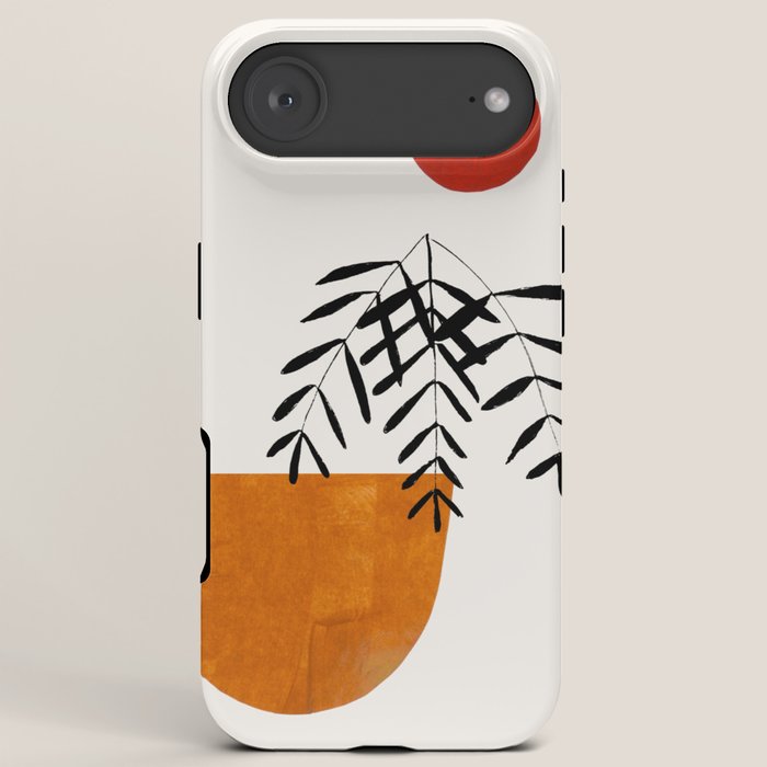 Autumn Vine' Minimal Mid Century Abstract Shapes With Floral Plant Motif Boho Vintage Paper Collage Line Drawing iPhone Case