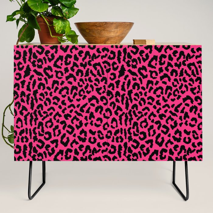 2000s leopard-black on hot pink Credenza