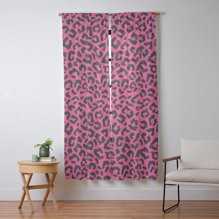 2000s leopard-black on hot pink Window Curtain