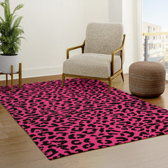 2000s leopard-black on hot pink Rug