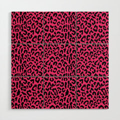 2000s leopard-black on hot pink Wood Wall Art