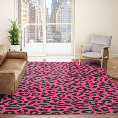 2000s leopard-black on hot pink Rug