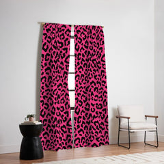 2000s leopard-black on hot pink Window Curtain