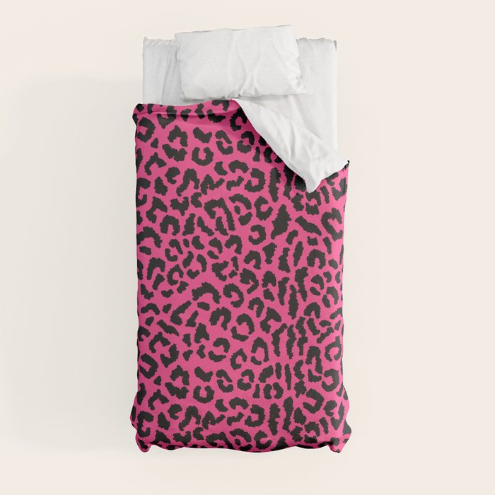 2000s leopard-black on hot pink Duvet Cover