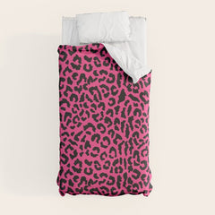 2000s leopard-black on hot pink Duvet Cover