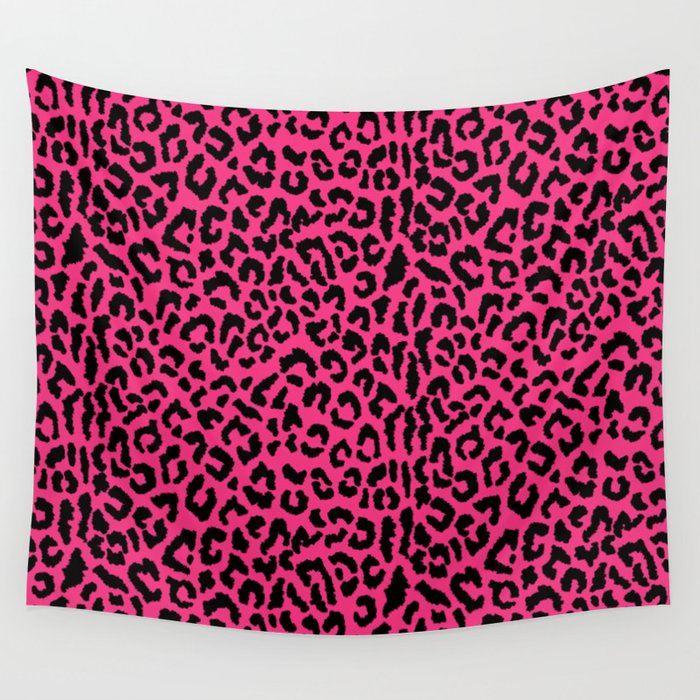 2000s leopard-black on hot pink Wall Tapestry