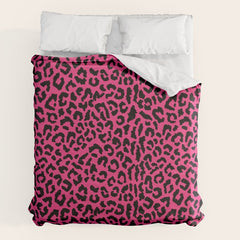 2000s leopard-black on hot pink Duvet Cover