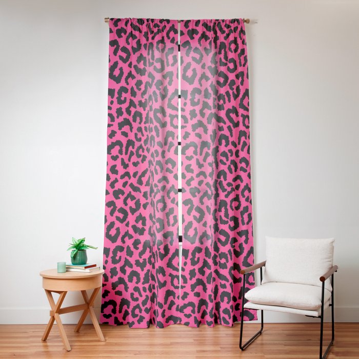 2000s leopard-black on hot pink Window Curtain