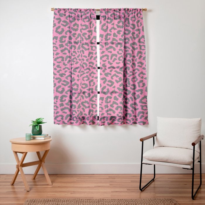 2000s leopard-black on hot pink Window Curtain